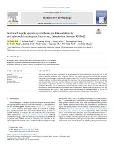 161. Methanol Supply Speeds Up Synthesis Gas Fermentation by Methylotrophic-Acetogenic Bacterium, Eubacterium limosum KIST612