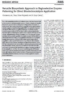 172. Versatile biosynthetic approach to regioselective enzyme patterning for direct bioelectrocatalysis application