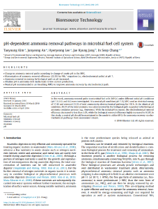 128. pH-dependent ammonia removal pathways in microbial fuel cell system