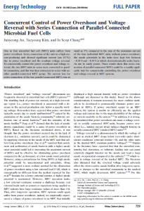 124. Concurrent Control of Power Overshoot and Voltage Reversal with Series Connection of Parallel-Connected Microbial Fuel Cells