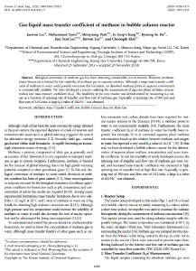 116. Gas-liquid mass transfer coefficient of methane in bubble column reactor