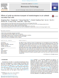 106. Effect of azide on electron transfer of exoelectrogens in air-cathode microbial fuel cells